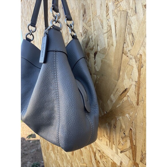 Coach Lexy Shoulder Bag F28997 Fog Gray Pebbled Leather Tote Purse Handbag - Picture 3 of 14